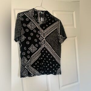 Denim & Flower Ricky Singh Bandana Paisley Print Short Sleeve Shirt Men's US L